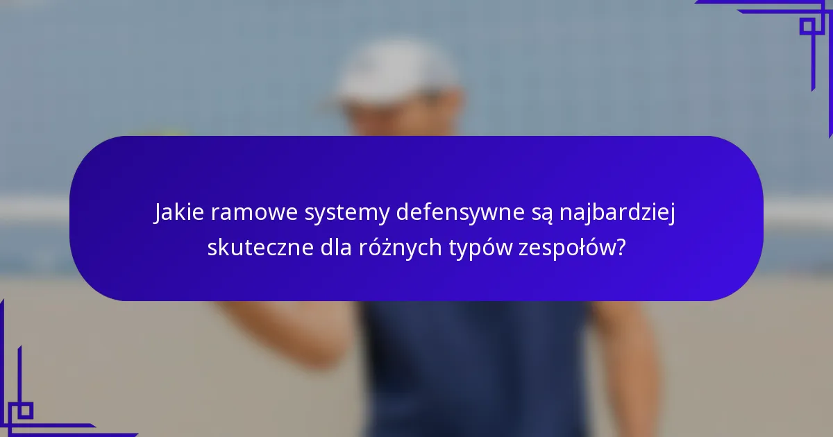 Jakie ramowe systemy defensywne są najbardziej skuteczne dla różnych typów zespołów?