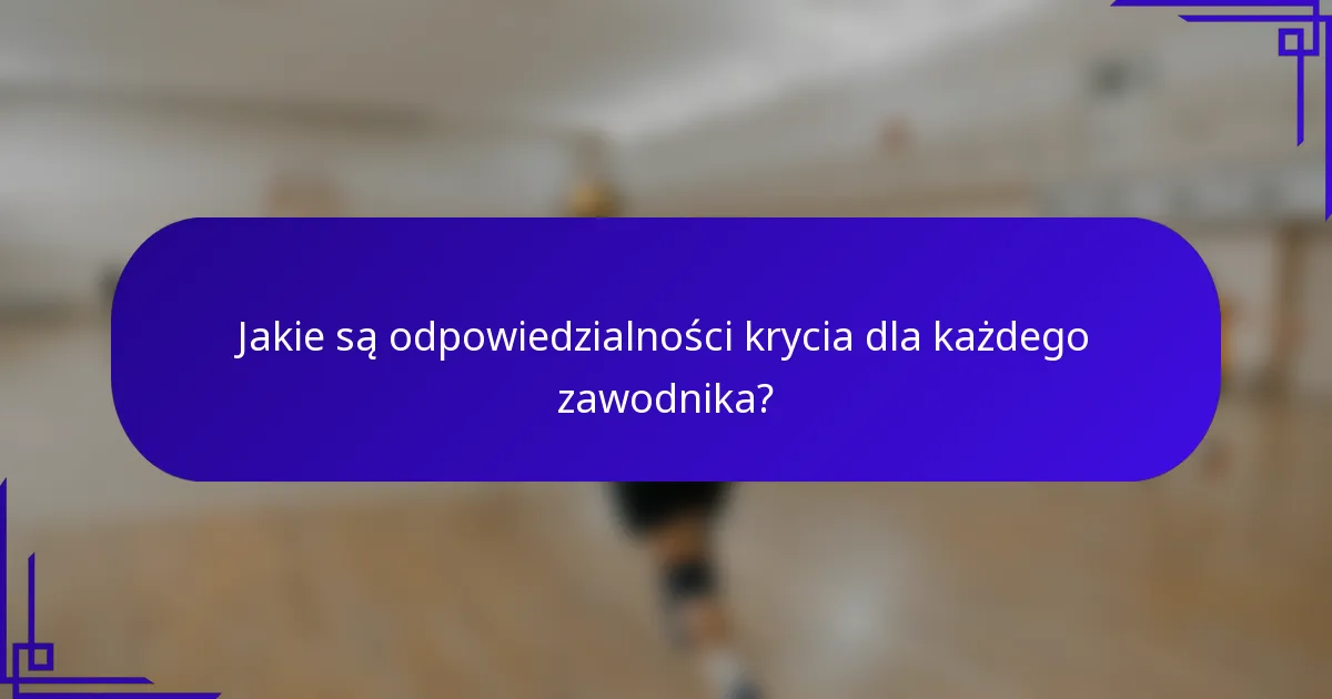 Jakie są odpowiedzialności krycia dla każdego zawodnika?