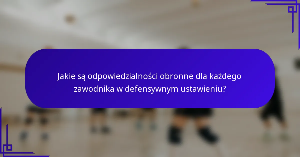 Jakie są odpowiedzialności obronne dla każdego zawodnika w defensywnym ustawieniu?